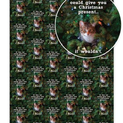 Christmas Gift Wrap - If This Cat **Pack of 2 Sheets Folded** by Brainbox Candy