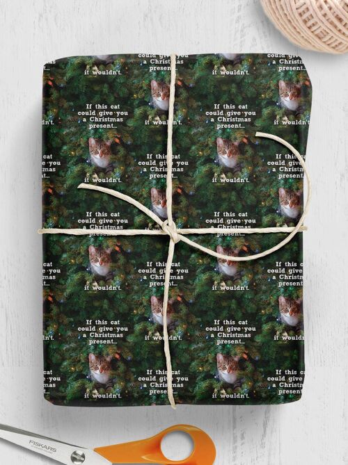 Christmas Gift Wrap - If This Cat **Pack of 2 Sheets Folded** by Brainbox Candy
