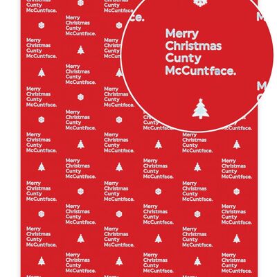 Christmas Gift Wrap - Christmas Cunty McCuntface **Pack of 2 Sheets Folded** by Brainbox Candy