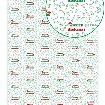 Emballage cadeau de Noël – Merry Dickmas **Pack de 2 feuilles pliées** par Brainbox Candy