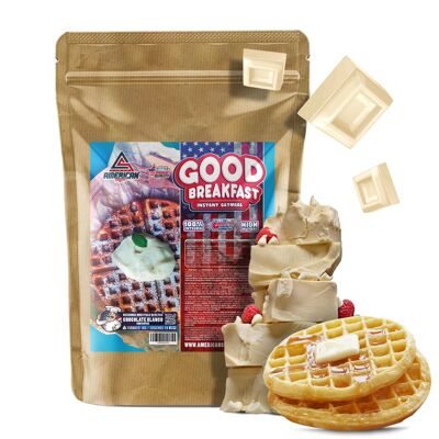 AS American Supplement | Vollkorn-Hafermehl | Gutes Frühstück | 1kg | Weiße Schokolade mit Waffeln | Hilft beim Aufbau von Muskelmasse | Quelle für Ballaststoffe und Protein | Ideal für Desserts