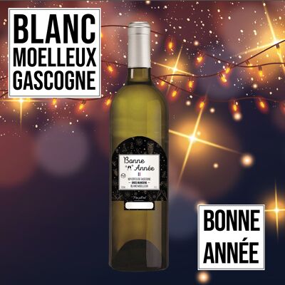 Vin cadeau Réveillon "Nouvel an" art deco - IGP - Côtes de Gascogne Grand manseng blanc moelleux 75cl