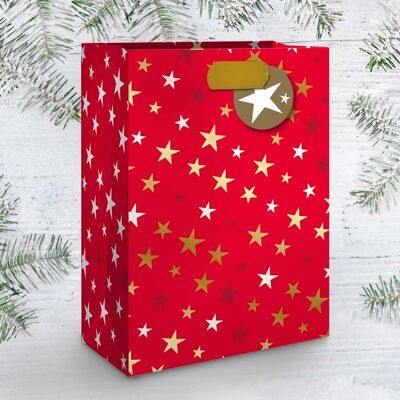 Small red gift bag with golden stars
