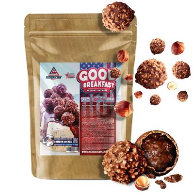 AS Supplemento americano | Farina Di Avena Integrale | Buona colazione | 1kg| Cioccolato alla nocciola (Bombon Rocher) | Aiuta a sviluppare la massa muscolare | Fonte di fibre e proteine ​​| Ideale per Dessert