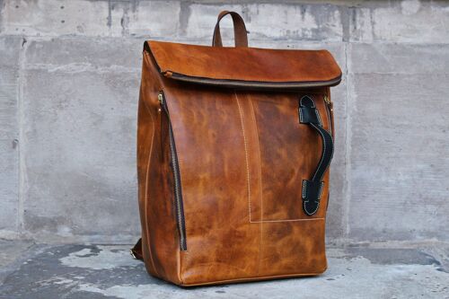 Top Grain Leather Mens Backpack Laptop Bag Travel Bag / Otley