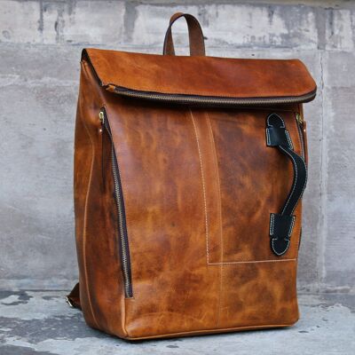 Top Grain Leather Mens Backpack Laptop Bag Travel Bag / Otley