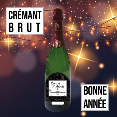 Vin cadeau Réveillon "Nouvel an"  art deco - Crémant de Bordeaux brut 75cl