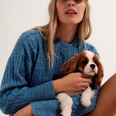 Boxy chunky stitch sweater in blue