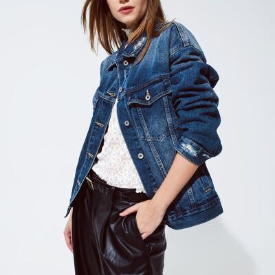 boyfriend relaxed denim jacket in dark wash