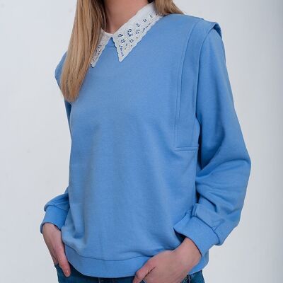 Boyfriend sweatshirt with shoulder details in blue