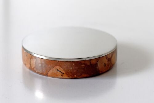 IS-saponetta, soap - a table accessory in marble and 316 stainless steel by bettisatti srl
