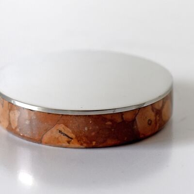 IS-saponetta, soap - a table accessory in marble and 316 stainless steel by bettisatti srl