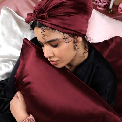 Night turban for hair for peaceful sleep. Burgundy