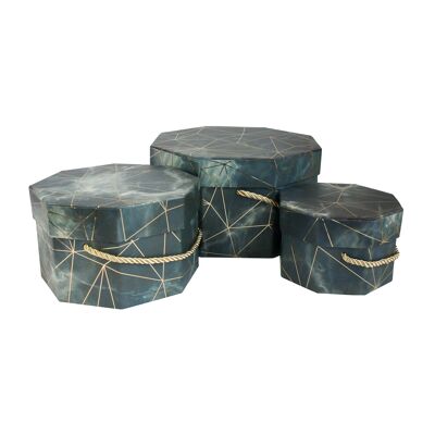 Grey Marble Print Gift Box - Set Of 3