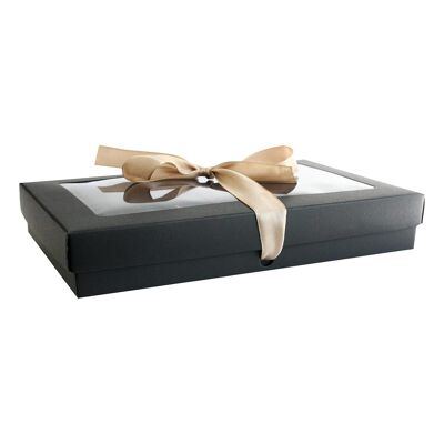 Caja Kraft Negra Rectángulo Con Lazo De Diferentes Colores