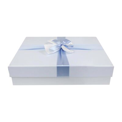Single Baby Blue Gift Box, Brown Interior Satin Ribbon