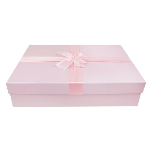 Single Baby Pink Gift Box, Brown Interior Satin Ribbon