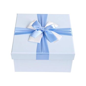 Lot De 3 Coffrets Cadeaux Bleu Bébé Intérieur Marron Ruban En Satin 2