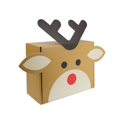 Set Of 3 Christmas Reindeer Corrugated Gift Boxe