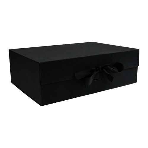 Black Magnetic Gift Box With Ribbon  - Single Box
