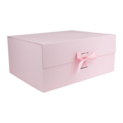 Coffret cadeau magnétique rose simple avec ruban