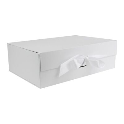 White Magnetic Gift Box, With Ribbon Single Box