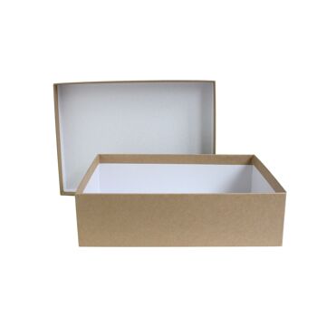 Coffret 10 Coffret Cadeau Boîte Kraft Avec Couvercle Et Intérieur Blanc 4
