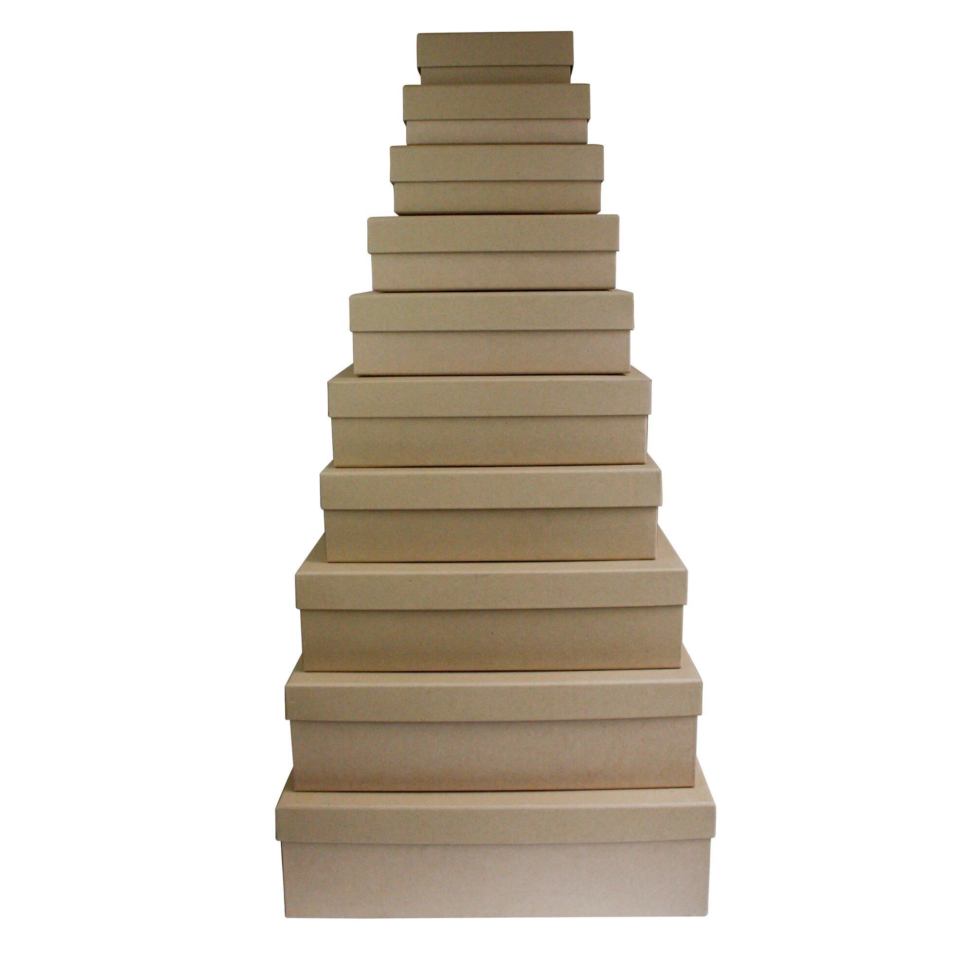 Set Of 10 Gift Box Kraft Box With Lid And White Interior