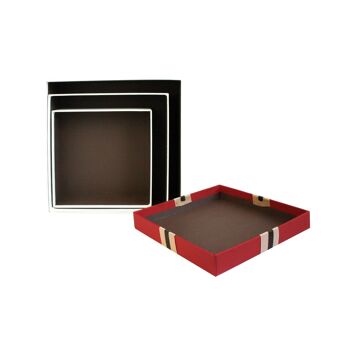 Coffret Cadeau Rouge Crème Avec Noeud - Lot De 3 5