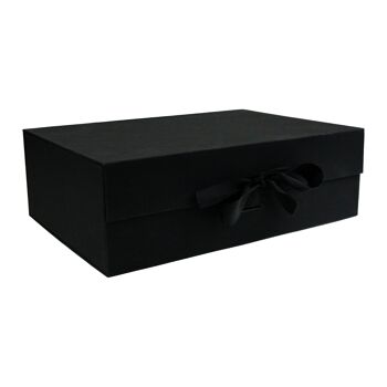 Coffret cadeau magnétique noir avec boîte simple en ruban 1