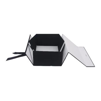 Coffret cadeau magnétique noir avec boîte simple en ruban 2