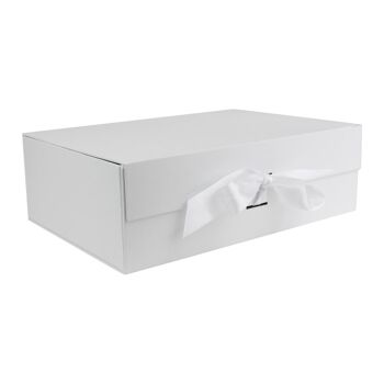 Coffret cadeau magnétique blanc avec boîte simple en ruban 1