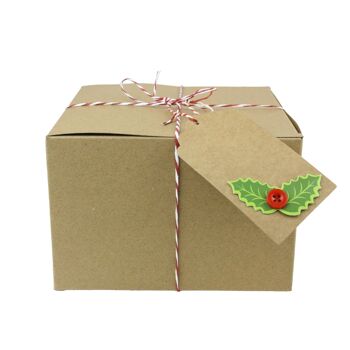 Coffret cadeau en kraft naturel, 3 tailles, 4 pièces chacune avec ficelle, paquet de 3 4