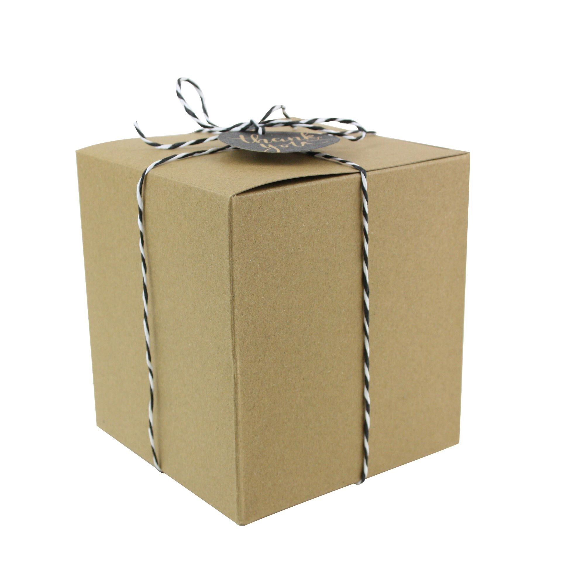 Confezione regalo in carta kraft naturale, biscotti con caramelle e cordoncino, confezione da 3