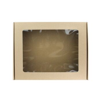 Coffret cadeau rectangulaire marron avec fenêtre transparente 1