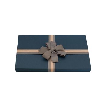 Coffret Cadeau Bleu Avec Ruban Noeud Rayé 2