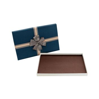 Coffret Cadeau Bleu Avec Ruban Noeud Rayé 3