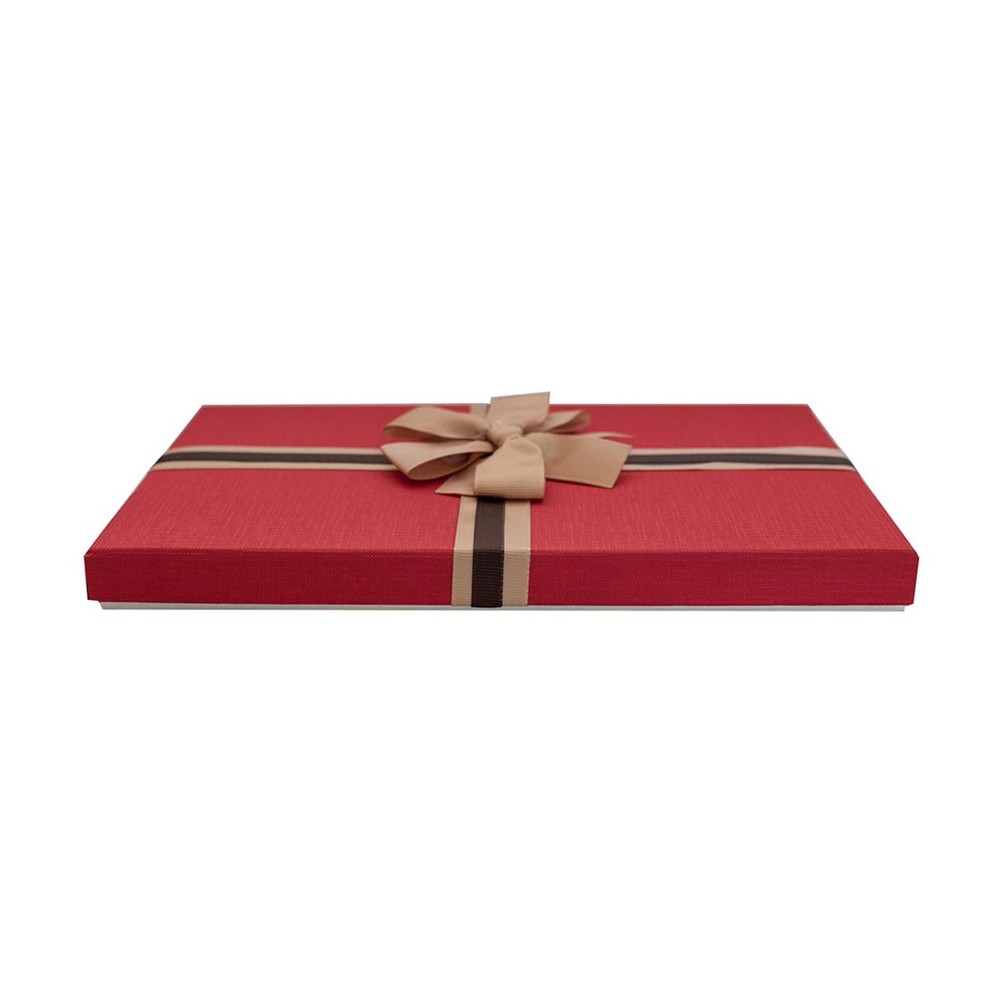 Red With Striped Bow Ribbon Gift Box