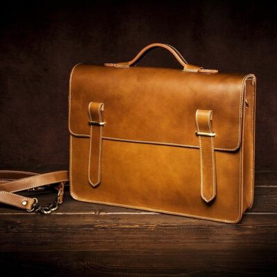 Borsa da lavoro per laptop, ventiquattrore in pelle da uomo e da donna, in abete Douglas