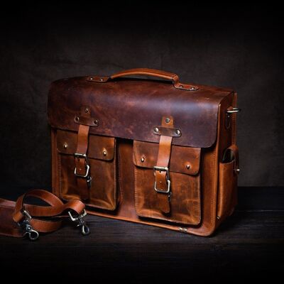 Top Grain Leather Mens Womens Briefcase Laptop Business Bag / London Plane