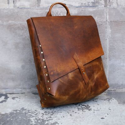Leather Mens Womens Backpack Laptop Vintage Travel Bag / Eton