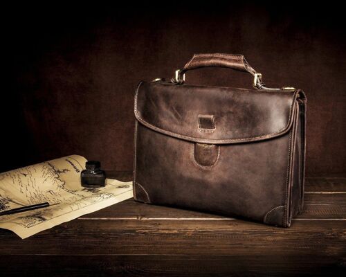 Mens Womens Leather Briefcase Messenger Laptop Bag Shoulder / Sycamore