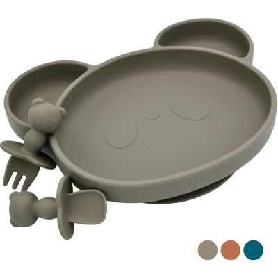 Set de platos y utensilios de succión para destete del bebé (4 piezas)
