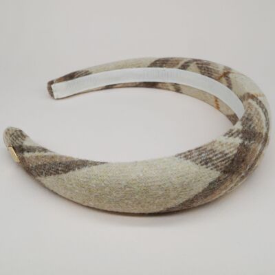 Beige tartan wool headband - Solange