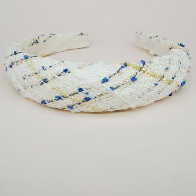 White, blue and gold tweed headband - Perrina