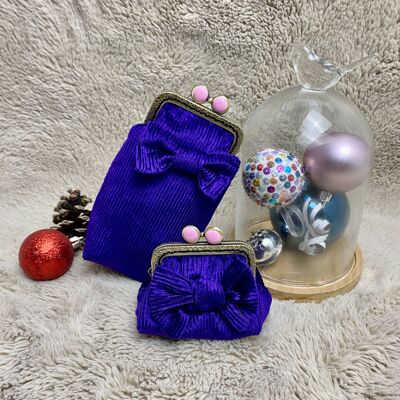 Duo of GAGA VIOLET glasses case and small coin purse, retro and girly style.