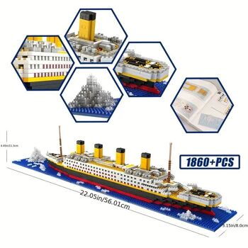 Ensemble de Blocs de Construction de Modèle de Bateau (1878 pièces) - Jouets Éducatifs de Bricolage pour Enfants et Adultes 4