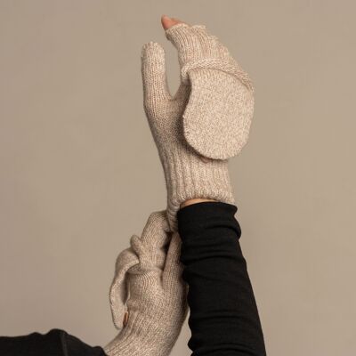 Gants convertibles pour femmes tricotés en mérinos