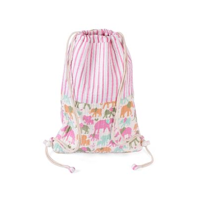 Mochila infantil, mochila de algodón acolchada conejito rosa miel