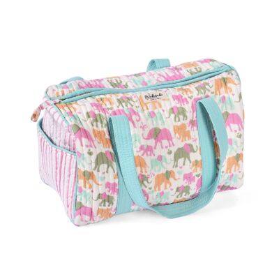 Handgefertigte Reisetasche mit Elefantenmuster - Gesteppte Baumwoll-Reisetasche, Stilvolles Gepäck für Urlaub und Wochenendtrips
